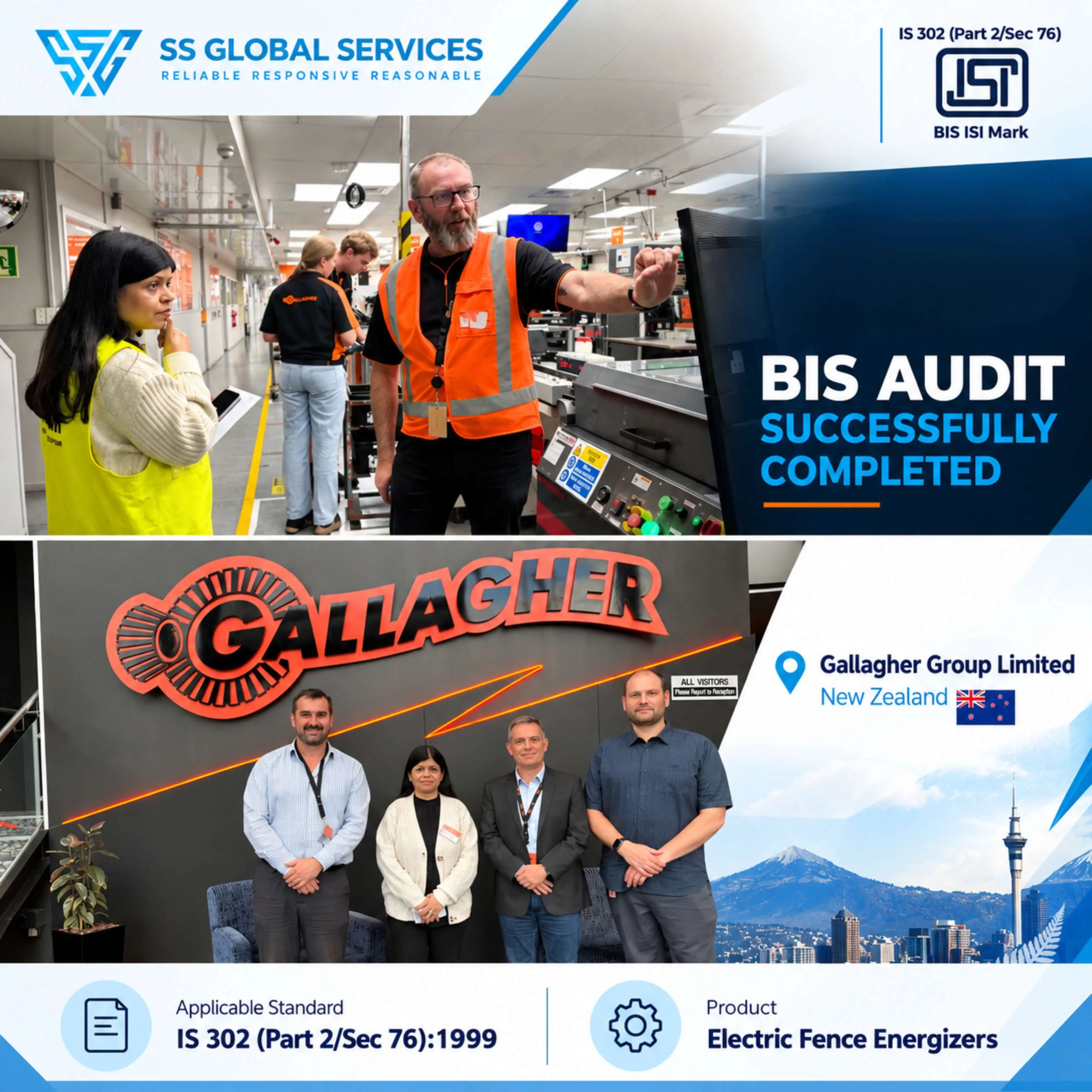 BIS ISI Certification For Gallagher Group Limited, New Zealand